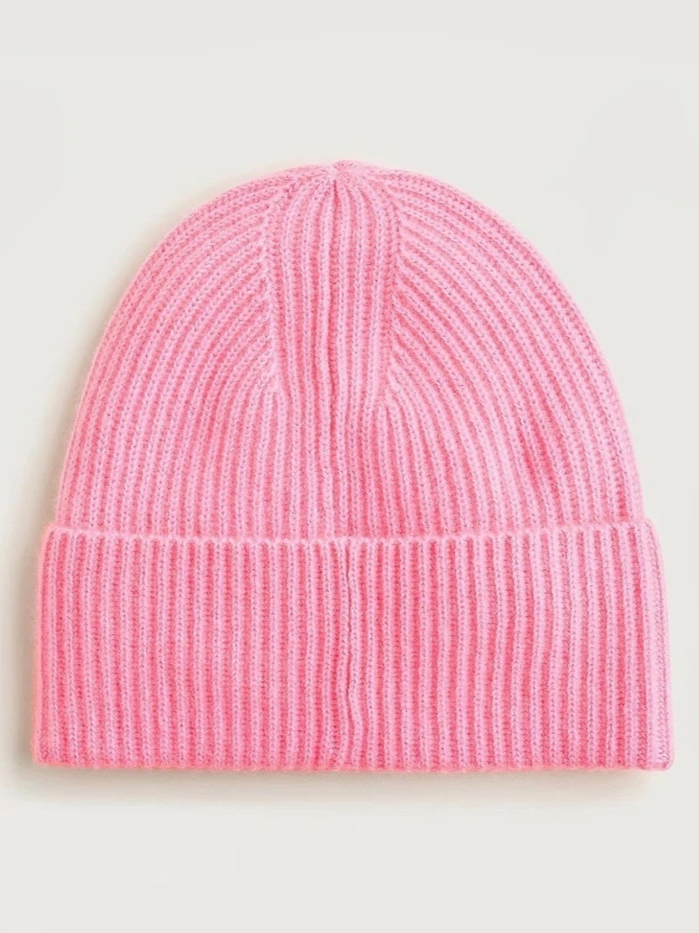 J.Crew Ribbed 100% Cashmere Beanie Neon Capri Pink Cuffed Hat